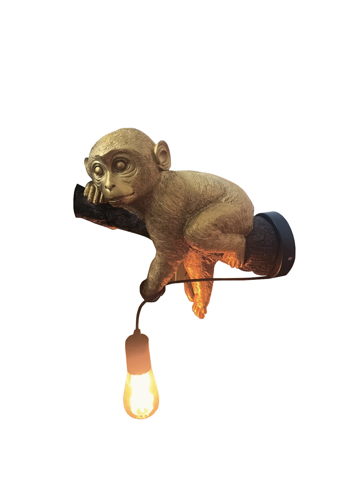 Decorative Monkey Wall Sconce Light Vintage Tree Branch Fixture, Retro Animal Lamp, Single Bulb Accent Lighting for Home & Cafe Decor (Without Bulb)
